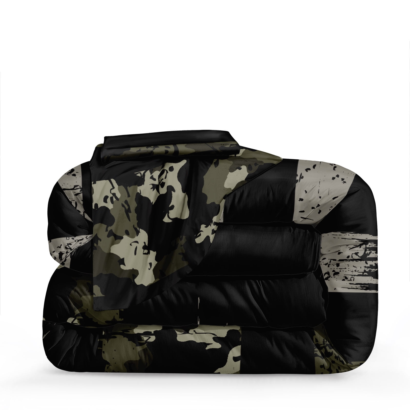 MOVE OVER Camo Bedding American Flag Comforter Set Queen Military Camo Flag Pattern Soft Microfiber Filling Quilt