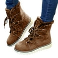 thumbnail image 5 of Leozcaa Winter Snow Boots for Women Warm Lined Ankle Boots Comfortable Suede Lace Up Booties Flat Shoes, 5 of 9