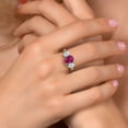 thumbnail image 4 of Gem Stone King 3.00 Ct Oval Red Created Ruby Sky Blue Aquamarine 925 Sterling Silver Ring (Size 8), 4 of 6