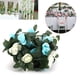 thumbnail image 4 of de decorativa Flor de rosa artificial Pao de vid con hojas verdes Decoración del jardín de la boda del hogar Accesorios colgantes Azul + Blanco LHCER 1, 4 of 8