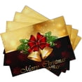 thumbnail image 2 of Merry Christmas Placemats Set of 4, Winter Snowflakes Xmas Jingle Bell Red Bow Table Place Mats for Kitchen Dining Holiday Party Decor, Heat Resistant Non-Slip Washable, 12x18 Inch, 2 of 6
