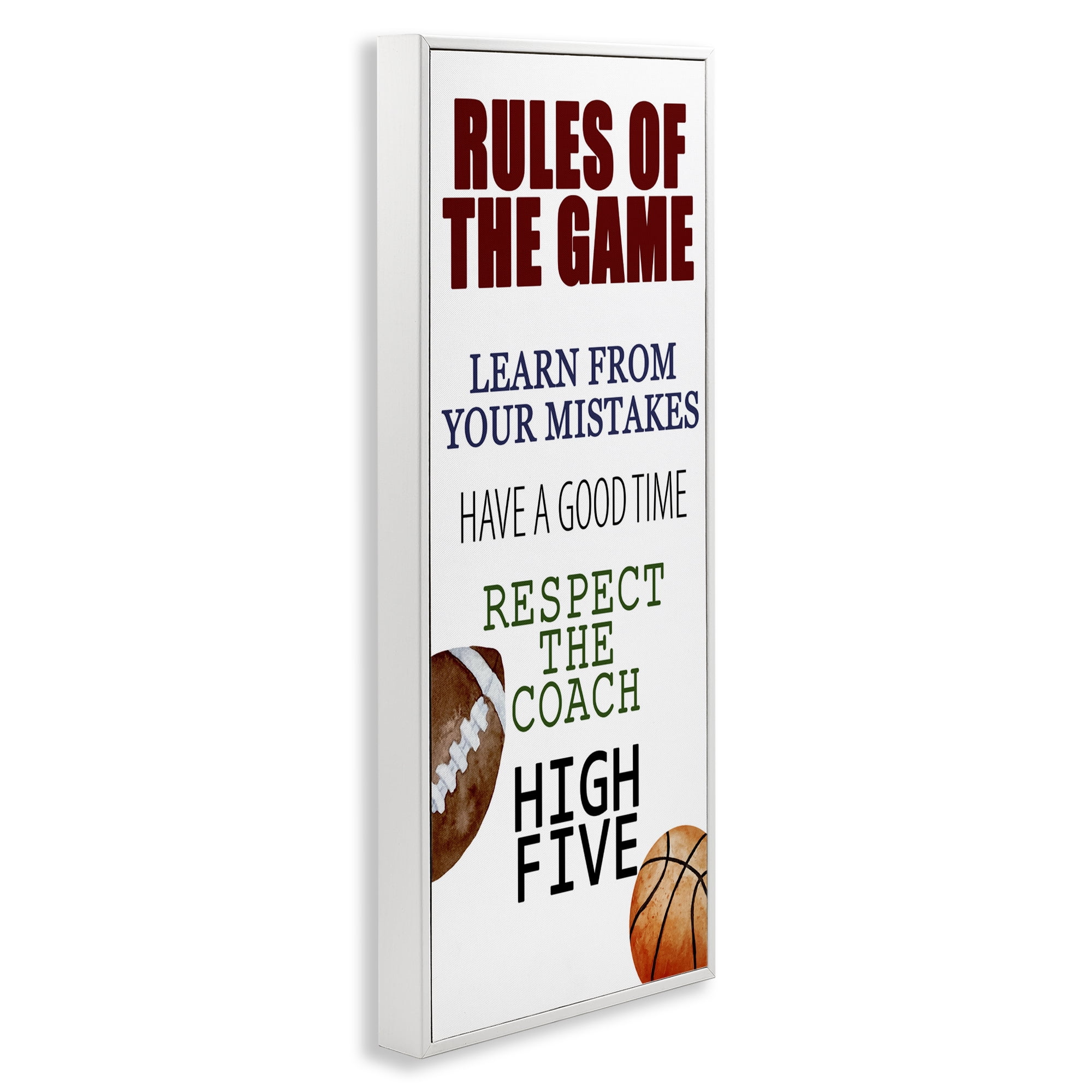 Motivational Rules Of The Game White Framed Giclee Art, design by Kim Allen