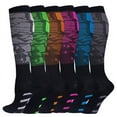 thumbnail image 3 of 6 Pairs Soft Cotton Striped Color Compression Socks for Fitness, Running, Cycling, Exercise, Yoga, 3 of 4