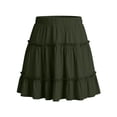 thumbnail image 4 of DHFJKG Womens Layered Ruffle Hem Mini Skirt High Waisted Flowy A-Line Party Summer Casual Tiered Skirt Beach Versatile Skirt, 4 of 5