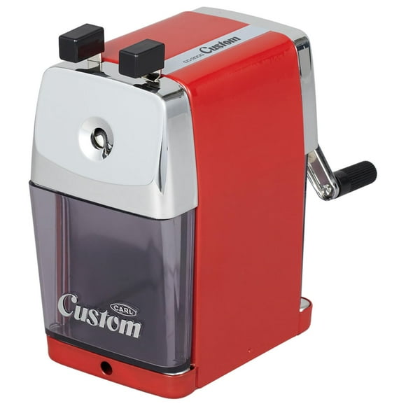CARL CC-2000 (RED) Heavy Duty Pencil Sharpener – All-Metal Manual Crank for Classroom, Home, and Art – Precision Sharp Points, J