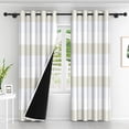 thumbnail image 2 of Lfeey Stripe Room Blackout Window Curtains, Drapes for Bedroom Living Room Kitchen Thermal Insulated 2 Panels, White, 42x63 inch, 2 of 6