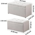 thumbnail image 2 of Storage Ottoman  with 2.56-inch Thick Seat, 31.5 inch Nesting Ottoman Set of 2, Hinged Flip Top  with Storage for Living Room, Bedroom, Beige, 2 of 6