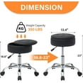 thumbnail image 2 of Vanity Chair with Wheels: Adjustable Vanity Stool with Storage, Swivel, Black, 2 of 14