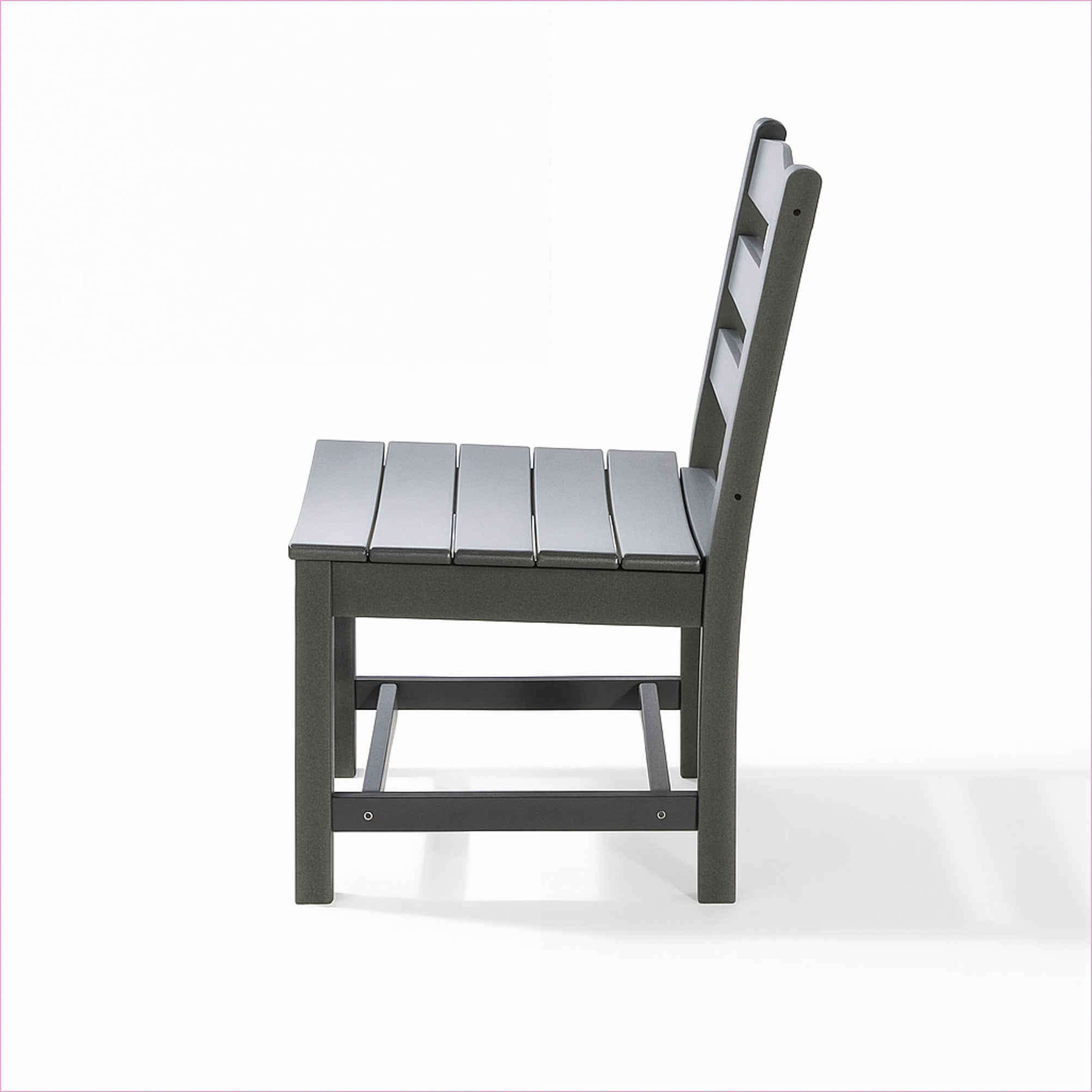 Outdoor Armless Patio Chairs, Set of 2, Modern for Backyard Porch Poolside | Grey | HDPE