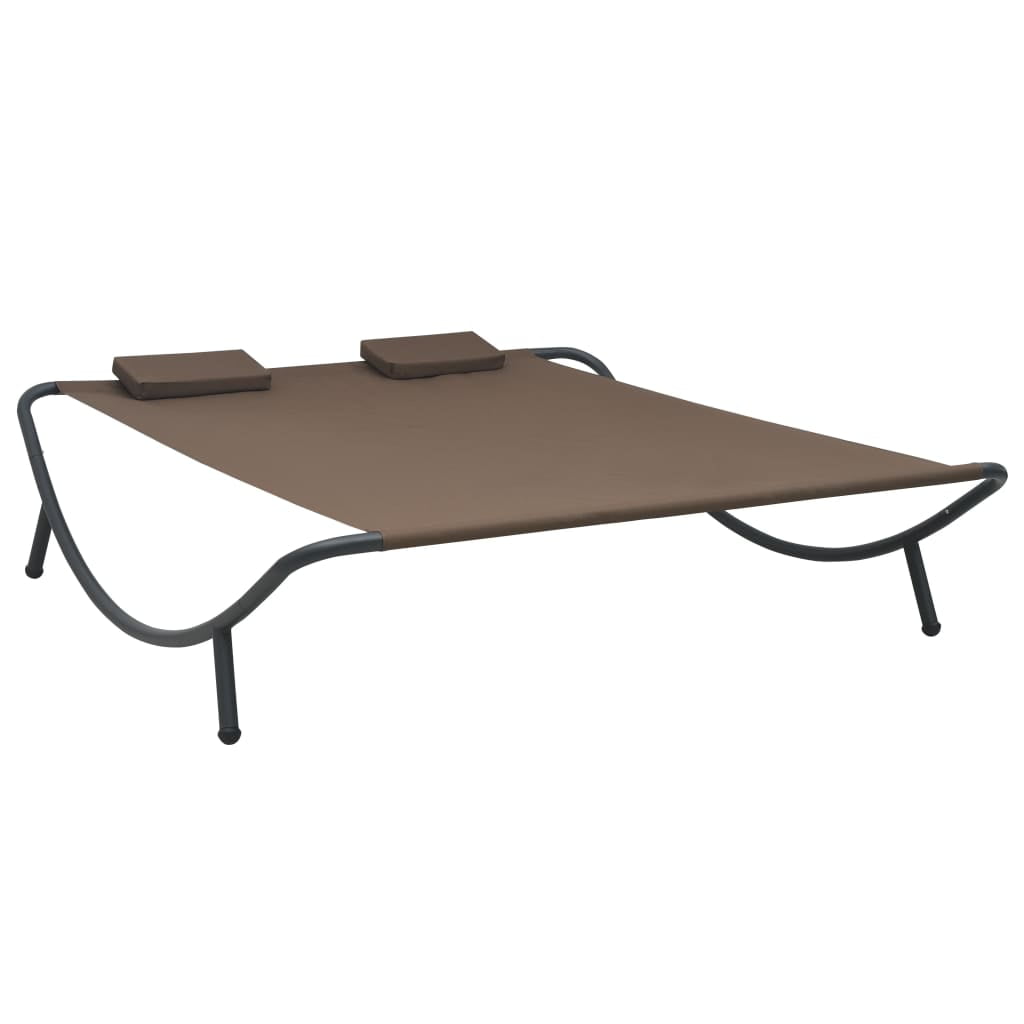 Lounge Bed with Pillows, Beach Chaise for Patio Yard, Brown Lounge Bed with Pillows, Beach Chaise for Patio Yard, Brown