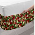 thumbnail image 2 of Christmas Bed Skirt, Tree Branches Spruce Leaves Balls Bells Cones Poinsettia Flowers Mistletoe Berry, Elastic Bedskirt Dust Ruffle Wrap Around for Bedding Decor, 4 Sizes, Multicolor, by Ambesonne, 2 of 2