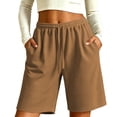 thumbnail image 2 of CQONEPT Women's Oversize Bermuda Shorts Drawstring Casual Loose Elastic Waist Summer Running Athletic Gym Yoga Shorts with Pockets Coffee XXXXXL, 2 of 6