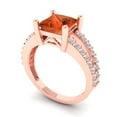 thumbnail image 2 of 2.43ct Princess Cut Red Crystal 18k Pink Rose Gold Engraving Statement Bridal Wedding Designer Ring Size 5, 2 of 5