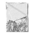 thumbnail image 2 of Mermaid Soft Flannel Fleece Throw Blanket, Mermaid in Seashells Starfish Coral Reef Frame Culture Myth Artwork, Cozy Plush for Indoor and Outdoor Use, 50" x 60", Grey White, by Ambesonne, 2 of 5