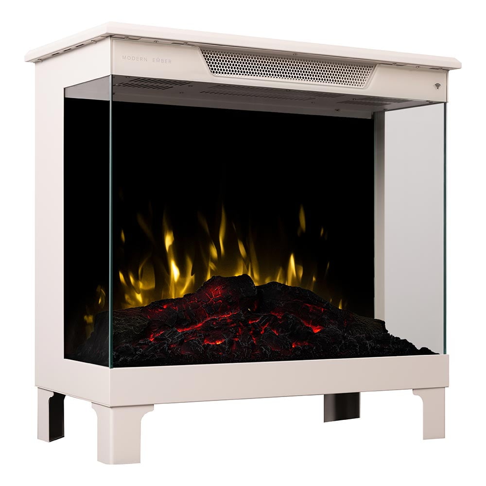 Modern Ember 24″ 3-Sided Electric Fireplace Stove Heater, Taupe Mist Finish