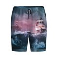 thumbnail image 4 of Easygdp Boat Lighthouse Storm Waves Men's Short Pajama Pants, Sleep Shorts, Household Pants, Casual Pants with Pockets - Small, 4 of 9