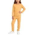 thumbnail image 3 of Acaics Boys And Girls Solid Long Sleeve Top And Pants Outfit Set Soft Cotton Casual Loungewear For Kids, 3 of 6
