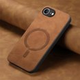 thumbnail image 7 of for iPhone 16e Magnetic Case, Luxury PU Leather Skin-Feel Back Protective Phone Cover Compatible with Mag-Safe Support Car Mount Holder for iPhone 16e, Brown, 7 of 7
