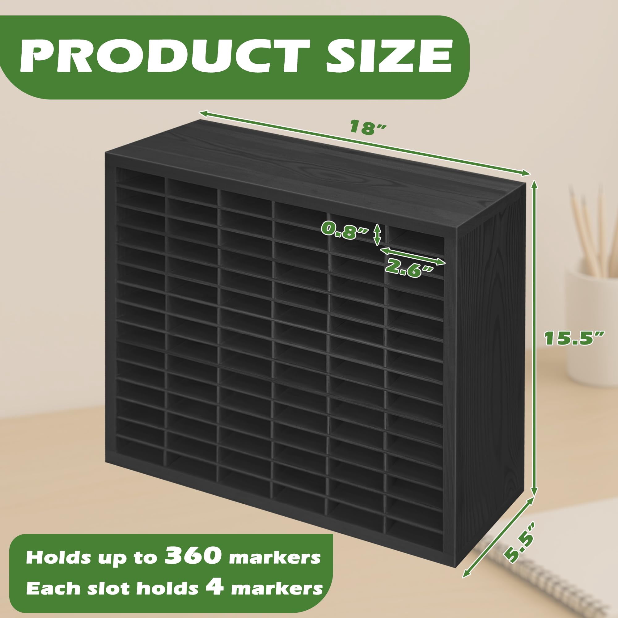 Markers Organizer With 90 Compartments For 360 Marker Storage Art Pens Rack Watercolor Brushes Holder Desk