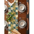 thumbnail image 5 of Spring Yellow Floral Burlap Cotton Table Runner 18x72 Inches Long, Butterfly Teal Plaid Vintage Country Farmhouse Table Runners, Outdoor Dining Tablecloths Decor for Baby Shower/Party/Wedding, 5 of 6