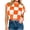 Orange, variant on Color Block Plaid Print Cap Sleeve Women Casual Knit Sweater Vest Crop Tops