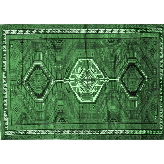 Ahgly Company Indoor Rectangle Persian Emerald Green Traditional Area Rugs, 5' x 7'