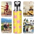 thumbnail image 7 of Yayeee 20oz Insulated Water Bottle Double Wall Stainless Steel with Flip Straw Lid, Big Pink Stars Pattern, 7 of 7