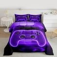 thumbnail image 2 of Castle Fairy Hexagon Gamepads Twin Comforter Sets,Black Purple Gamepads Bedding Set, 2 of 8