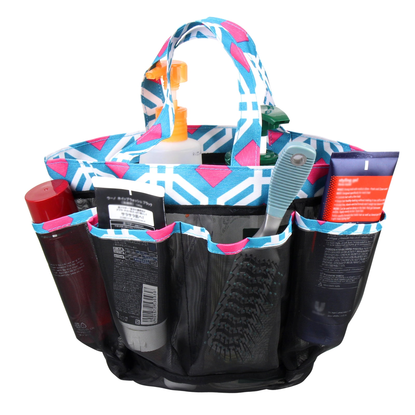 Zodaca Lightweight Mesh Shower Caddie Bag Quick Dry 7 Pocket Toiletry