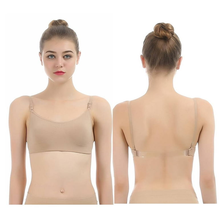 iMucci Professional Beige Backless Dance Bra No Sponge Seamless Wire-Free  Bras for Women Girls Ballet Dance Party Cup A B