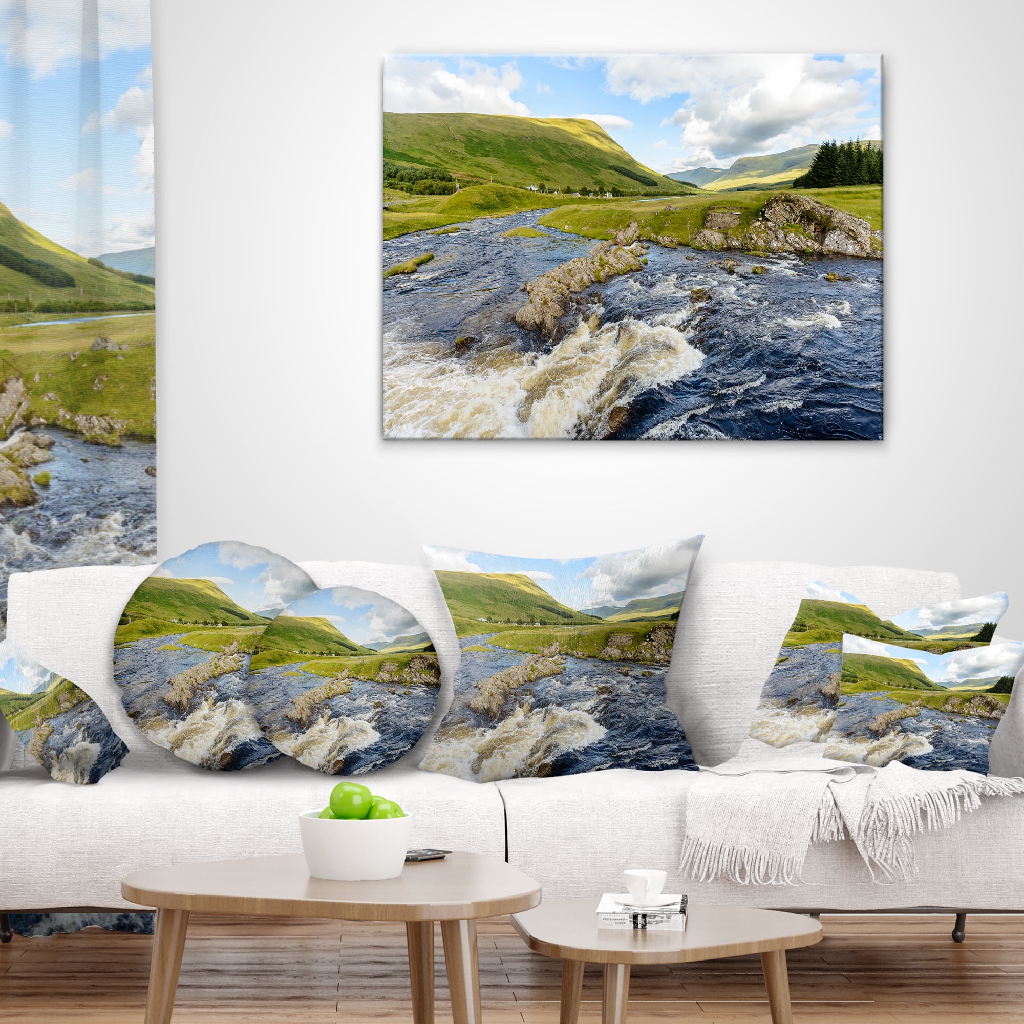 Designart Publi and River Lyon - Landscape Photography Throw Pillow - 12x20
