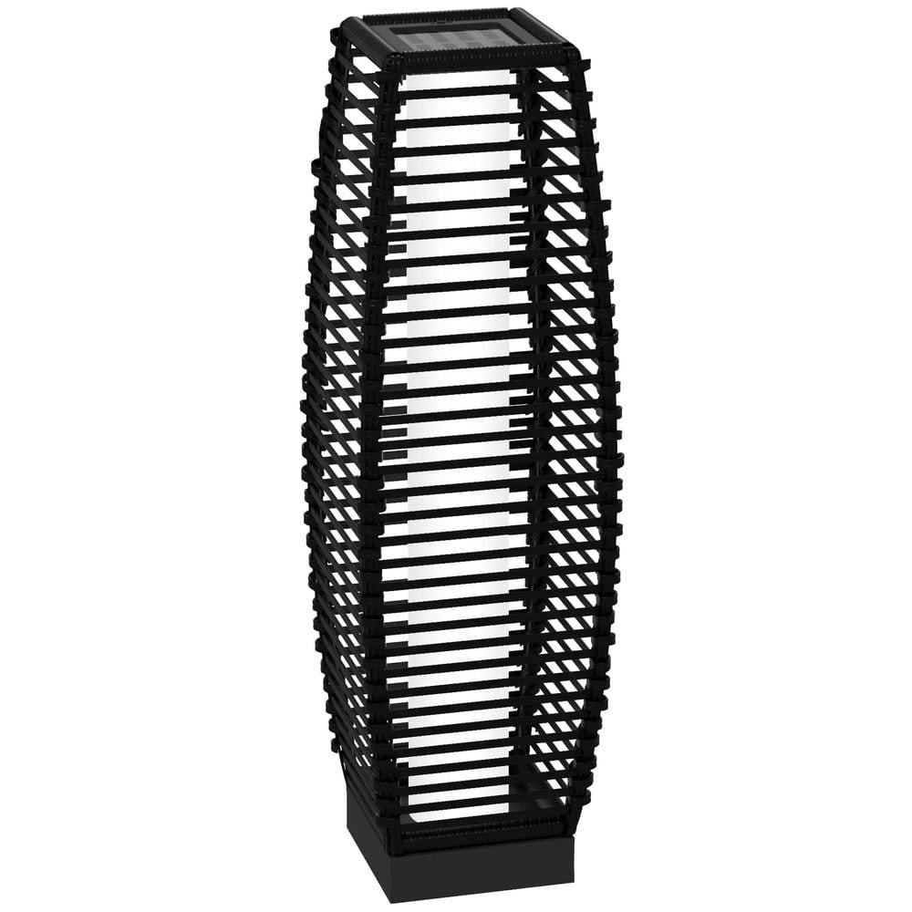 Aimee Lii Solar Floor Lamp, Outdoor Rattan Garden Lantern Pathway Light & Decorative Driveway Lighting with Auto On/Off LED Lights, Outdoor for Patio Garden Backyard Porch, Yard, Lawn, Black