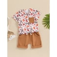 thumbnail image 4 of Musuos Toddler Boys Summer Outfits 6 12 18 24M 3Y Baseball Print Short Sleeve Crewneck T-Shirts Elastic Waist Shorts Infant 2Pcs Clothes Set, 4 of 10