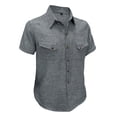 thumbnail image 5 of Mens Cotton Linen Shirts Short Sleeve Wrinkle Free Untucked Shirt Casual Summer Beach Wedding Button Down Tops with Two Pockets Gray, 5 of 7