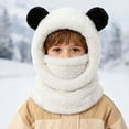 thumbnail image 2 of Bobifish Boys Winter Hat Warm Panda Ear Hooded Hat With Face Scarf Cold Weather Fluffy Windproof Hat, 2 of 9