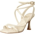 thumbnail image 1 of Sam Edelman Maven Ivory Tubular Vamp Buckle Ankle Straps Flared Heeled Sandals (Ivory, 11), 1 of 6