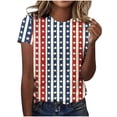 thumbnail image 2 of Xdegoge 4th Of July Tops for Women Patriotic Shirts American Flag Star Graphic Crewneck Short Sleeve Casual Loose Fit Lightweight Summer Independence Day Graphic Tees, 2 of 6