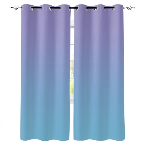 Blackout Curtains for Bedroom, Ombre Blue Purple Room Darkening Window Drapes for Living Room, Colorful Painting Thermal Insulated Grommet Curtains, 52x90 inch, 2 Panels