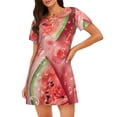 thumbnail image 1 of Easygdp Refreshing Watermelon Slices Camisón de manga corta para mujer, informal, estampado, 1 of 6