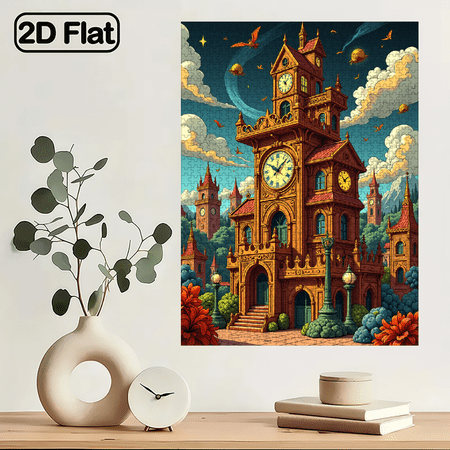 1000 pieces of fun puzzles - a castle-style clock tower with magical colors, suitable for adults aged 12 and above, 15 x 20.5 inches.