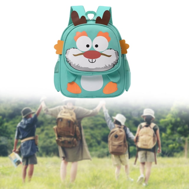 Mochila para niños Bolso escolar para niños portátiles para niñas y niños de primaria de jardín de infantes verde