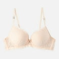 thumbnail image 4 of GEWSEY Women's Lace Desire Bra Full-Coverage Lace Bras with Underwire Cups Sexy V Neck Push Up Comfy Bralettes (Beige, XL), 4 of 9