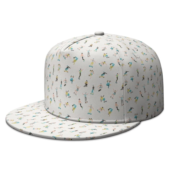 Athlete Snapback Hat – Competition Game Print Flat Bill Cap for Men Women, Adjustable Sports Team Wear