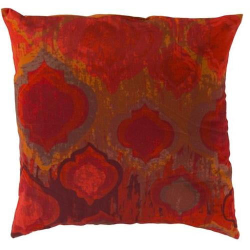 18" Burgundy and Burnt Orange Ornament Style Decorative Throw Pillow