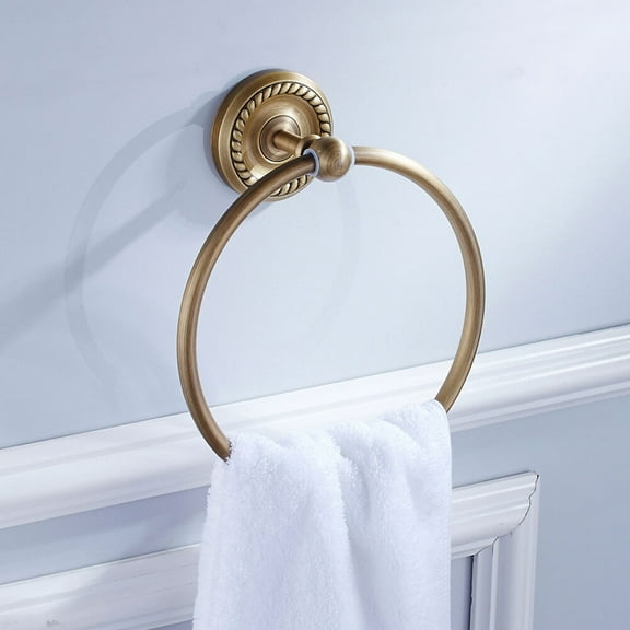 Masteelf Round Towel Ring Bathroom Brass Round Antique Brushed Old Towel Rack Towel Hanging Ring F6711