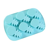 Hvmvliv Ice Trays 6-Compartments Pineapple-Shape Fruit Ice Blocks Trays Food Grade Silicone Reusable Ice Cubes Making Molds Light Blue