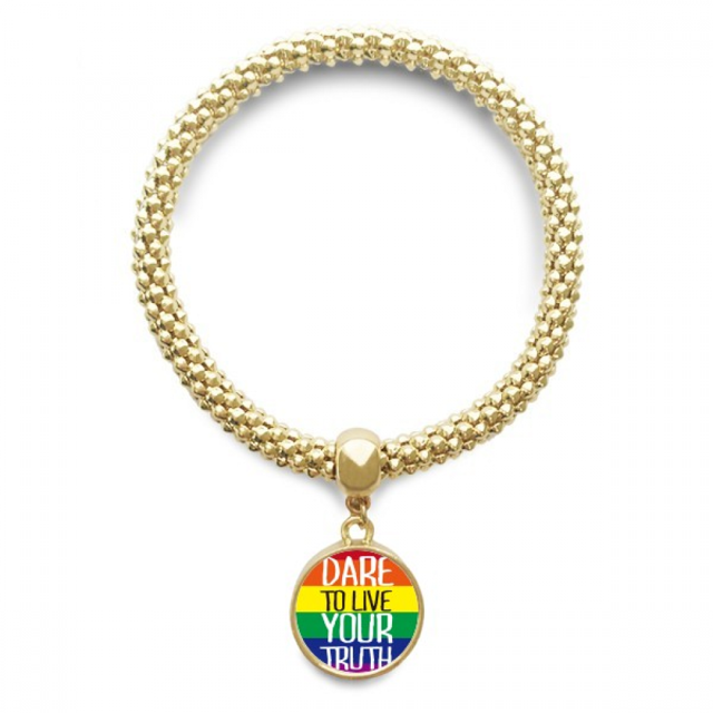 live your truth lgbt Drapeau Arc-en-Ciel bracelet Pendentif Rond Chaîne de Bijoux