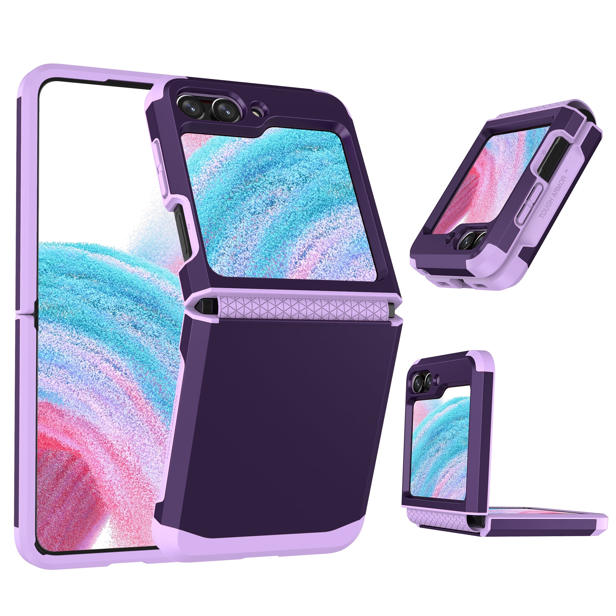 Compatible with Samsung Galaxy Z Flip 6 5G Phone Case Cell Accessories Heavy Duty Slim Rubber Protective Armor Hard PC Anti-Slip Hybrid Cover Rugged For Samsung Galaxy Z Flip 6, Darkpurple