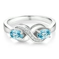 thumbnail image 2 of Gem Stone King 925 Sterling Silver Blue Zircon and White Created Sapphire Infinity Love Knot Ring for Women | 1.41 Cttw | Oval 6X4MM | Gemstone Birthstone | Jewelry Gifts for Mom Wife Her | Size 5, 2 of 5