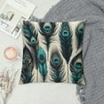 thumbnail image 2 of JRXY  Peacock Feather Watercolor Throw Pillow Case Cushion Cover Couch Sofa Decorative Square White, 2 of 5